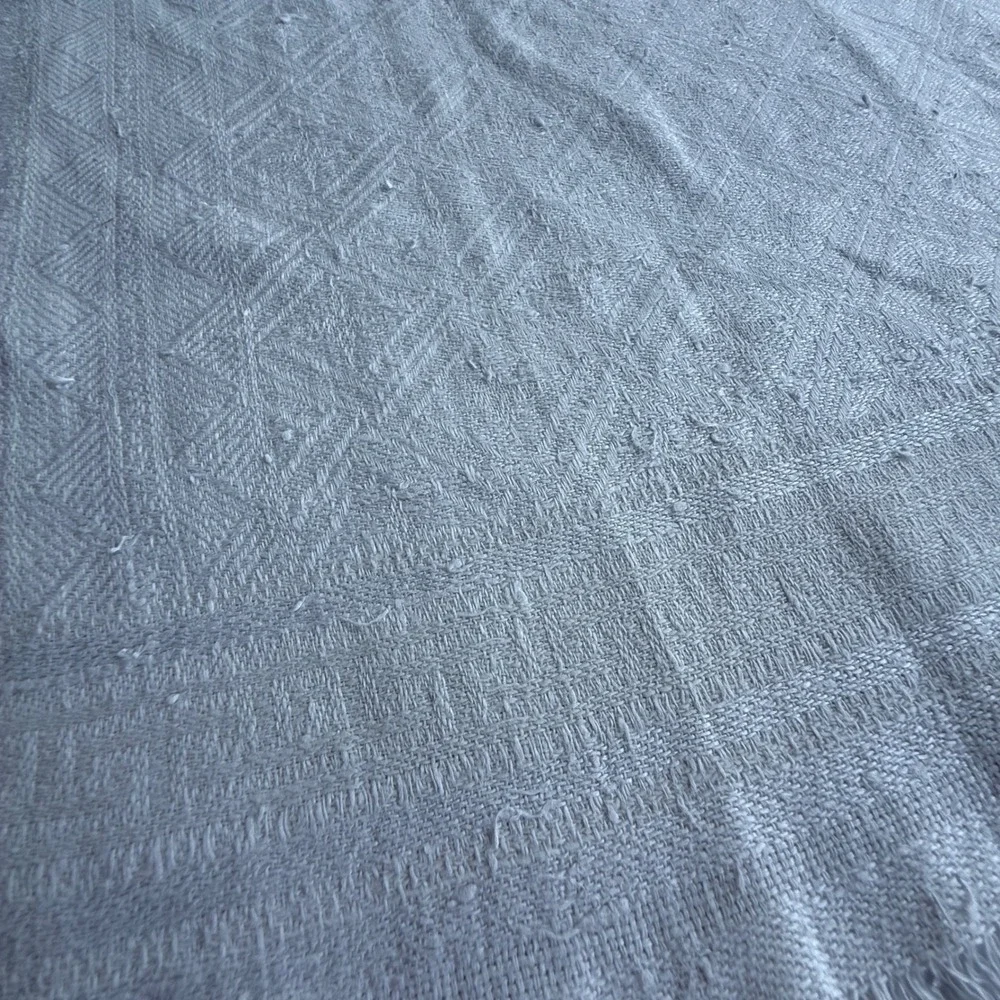 Vintage White Linen Hand Towels Set of 3 Embroidered Lace Fringe Cotton Damask